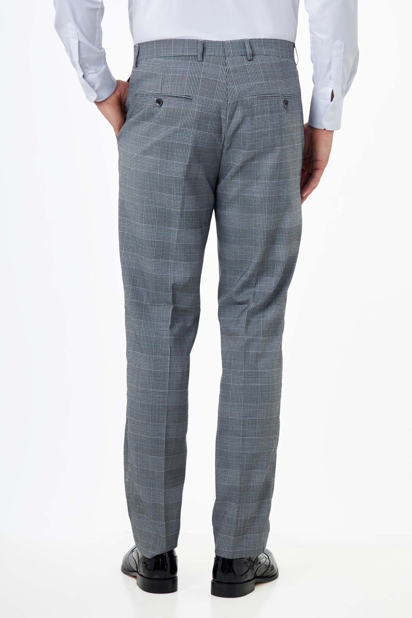 EKON - Grey Prince of Wales Check Suit 3 Piece Tailored Fit