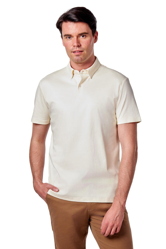 Mercerised Cotton Cream Polo T Shirt Short Sleeve