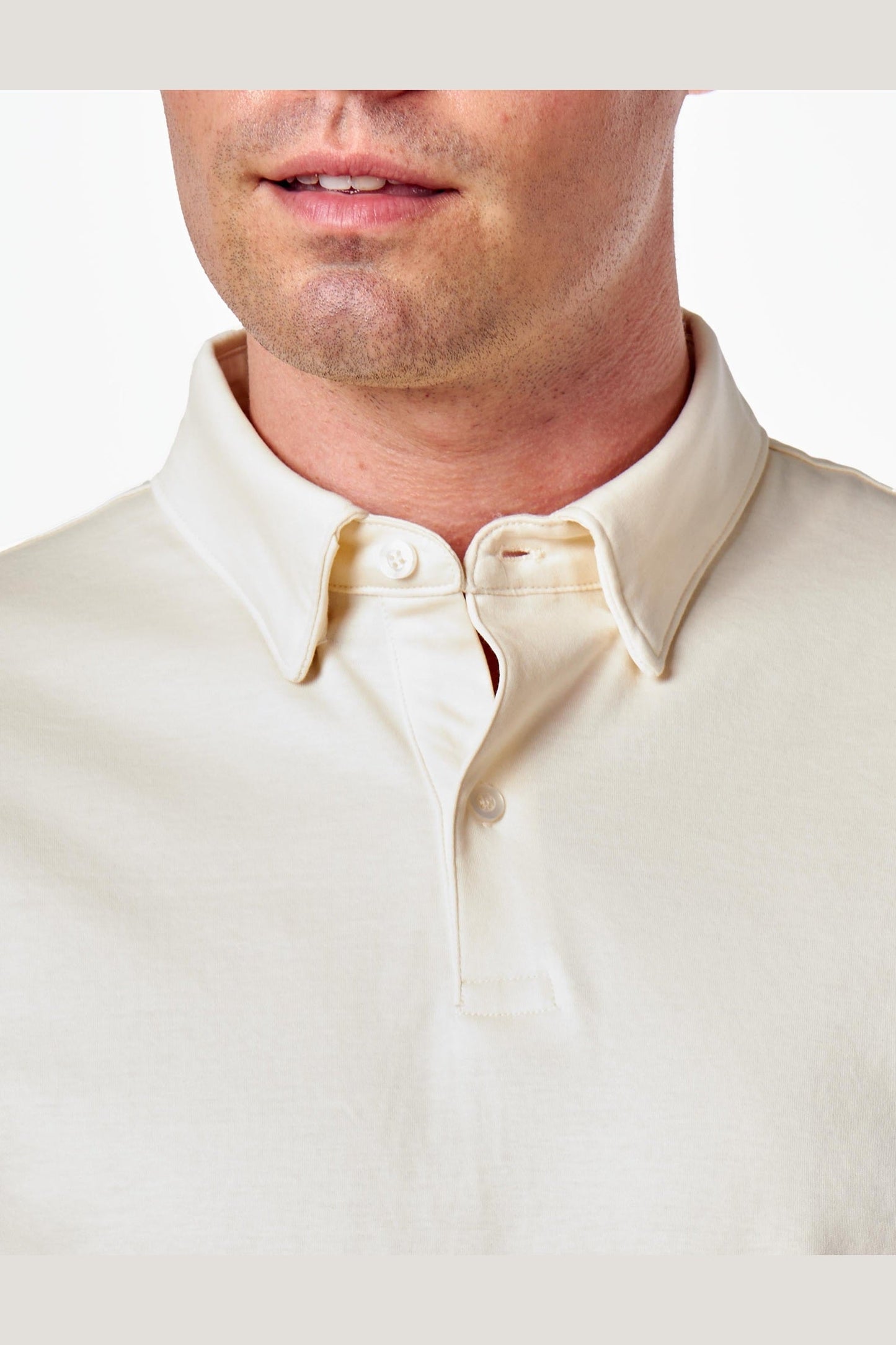 Mercerised Cotton Cream Polo T Shirt Short Sleeve