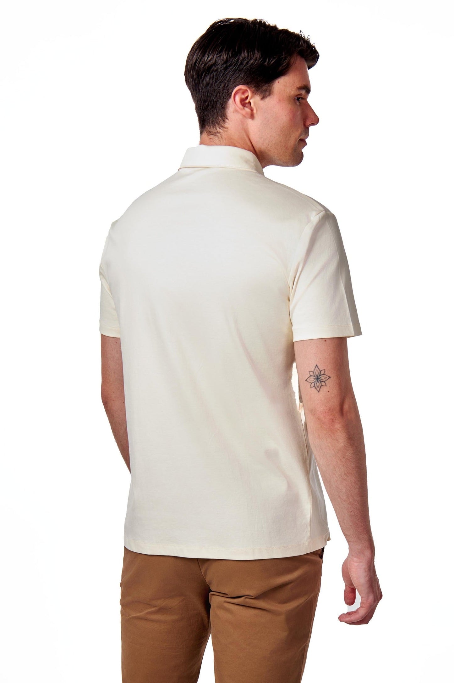 Mercerised Cotton Cream Polo T Shirt Short Sleeve