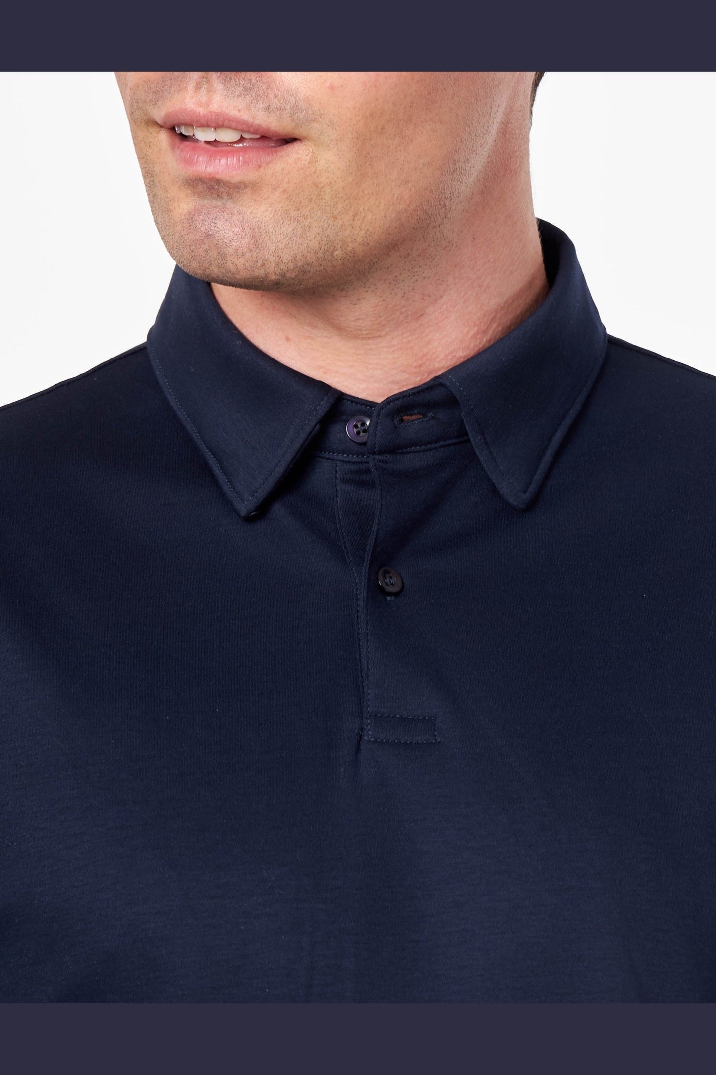 Mercerised Cotton Navy Polo T Shirt Short Sleeve