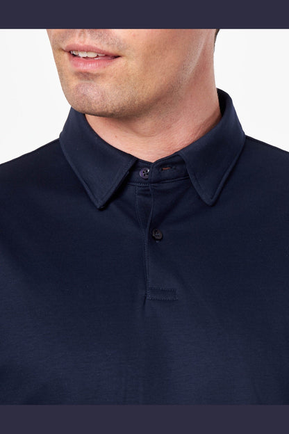 Mercerised Cotton Navy Polo T Shirt Short Sleeve