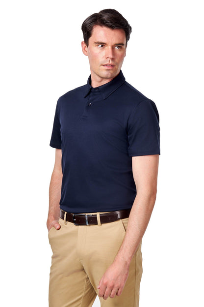 Mercerised Cotton Navy Polo T Shirt Short Sleeve
