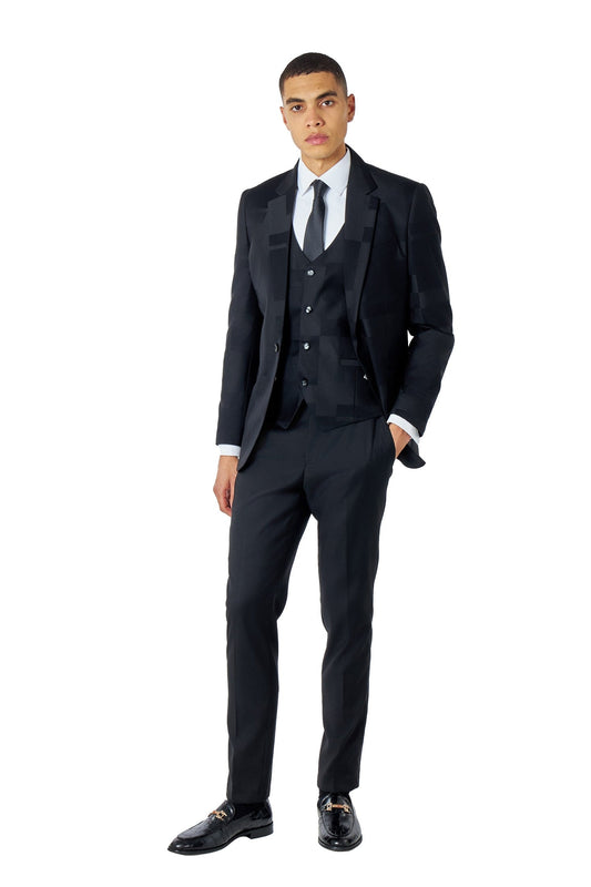 BLACK GEO PATTERN DETAILED 3 PIECE SUIT