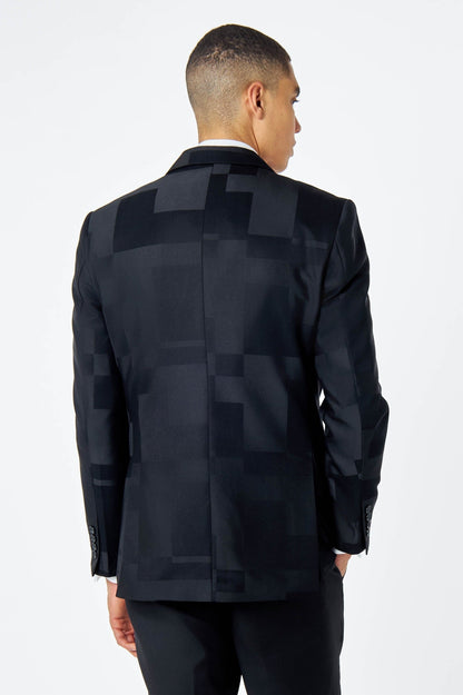 BLACK GEO PATTERN DETAILED 3 PIECE SUIT