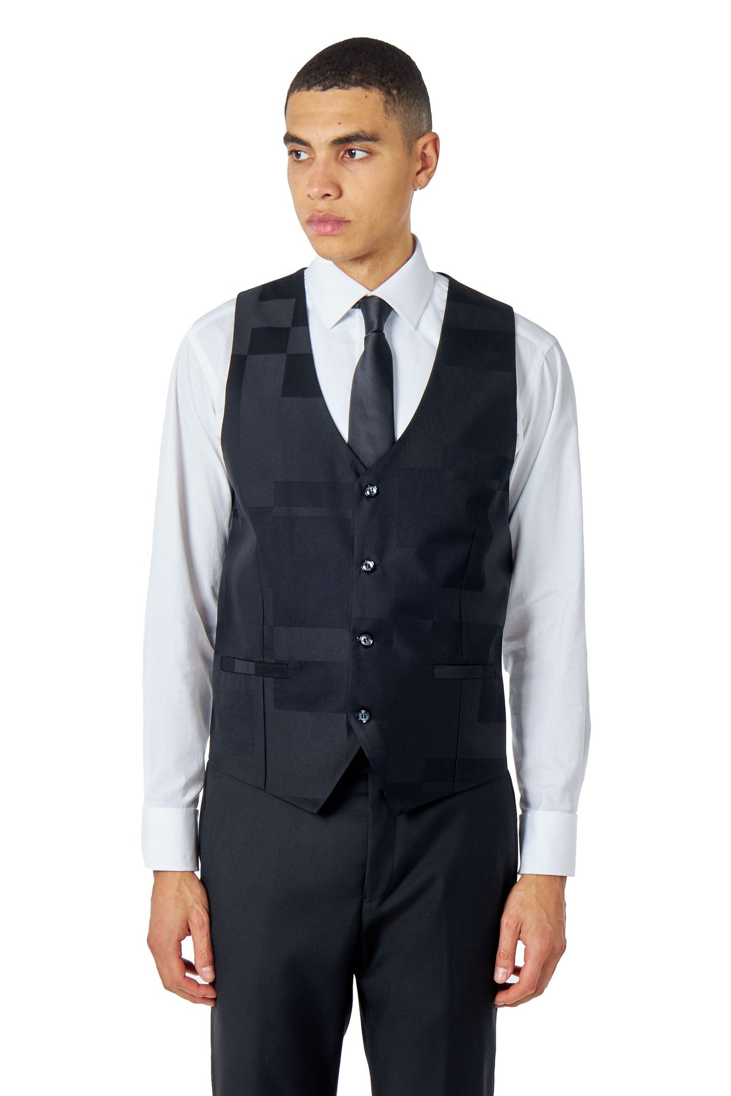 BLACK GEO PATTERN DETAILED 3 PIECE SUIT