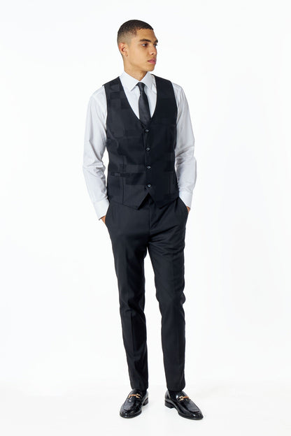BLACK GEO PATTERN DETAILED 3 PIECE SUIT
