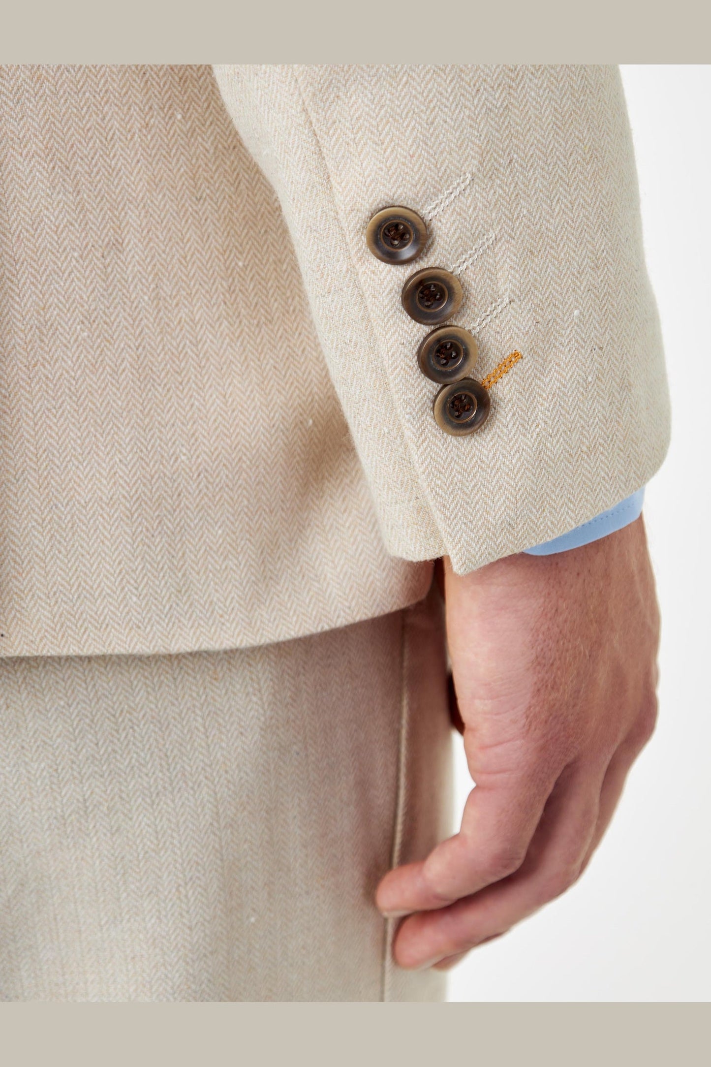 CALIX - Ivory Herringbone Tailored 3 Piece Suit
