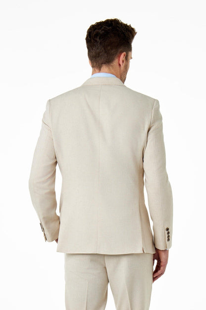 CALIX - Ivory Herringbone Tailored 3 Piece Suit
