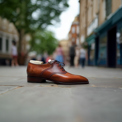 Elowen | Men’s Tan Leather Brogue Oxfords