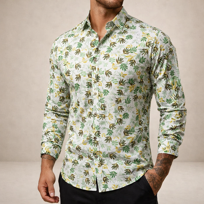 Men’s Button-Down Shirt with Floral Print