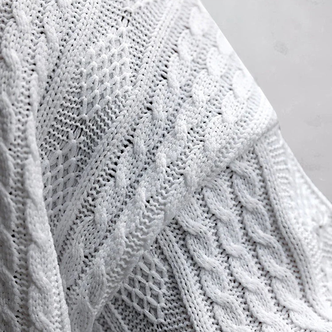 Men’s Cable Knit V-Neck T-Shirt and Shorts Co-Ord Set