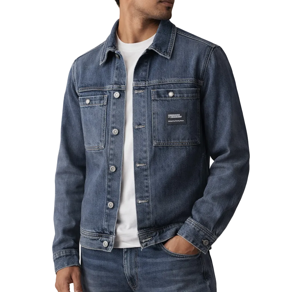 Men’s Classic Denim Jacket with Button-Up Front