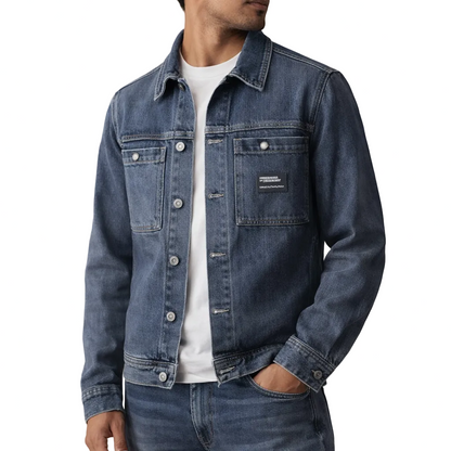 Men’s Classic Denim Jacket with Button-Up Front