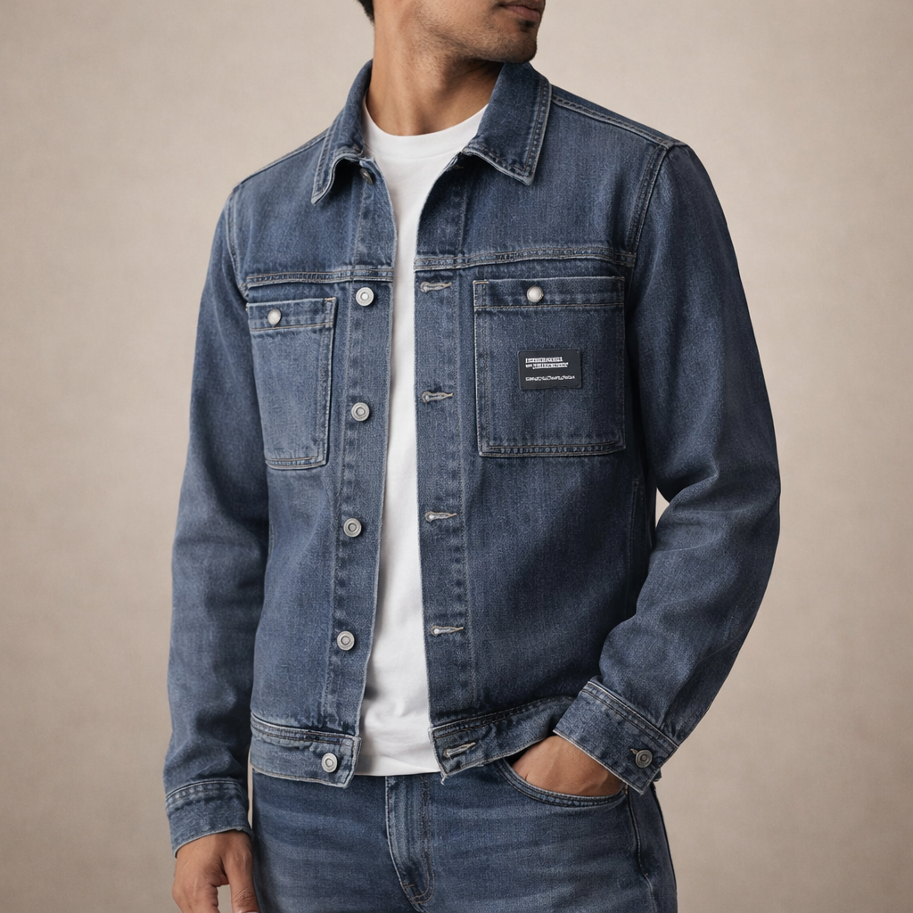 Men’s Classic Denim Jacket with Button-Up Front