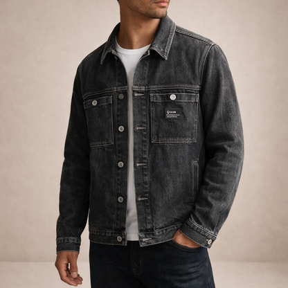 Men’s Classic Denim Jacket with Button-Up Front