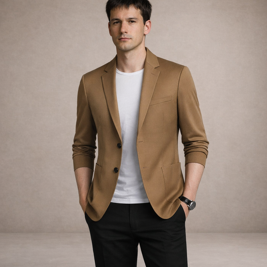 Men’s Lightweight Blazer with Notch Lapel and Button Closure
