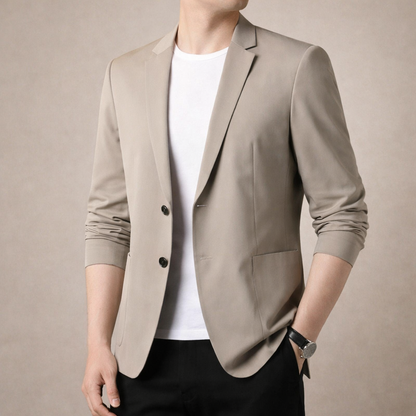 Men’s Lightweight Blazer with Notch Lapel and Button Closure