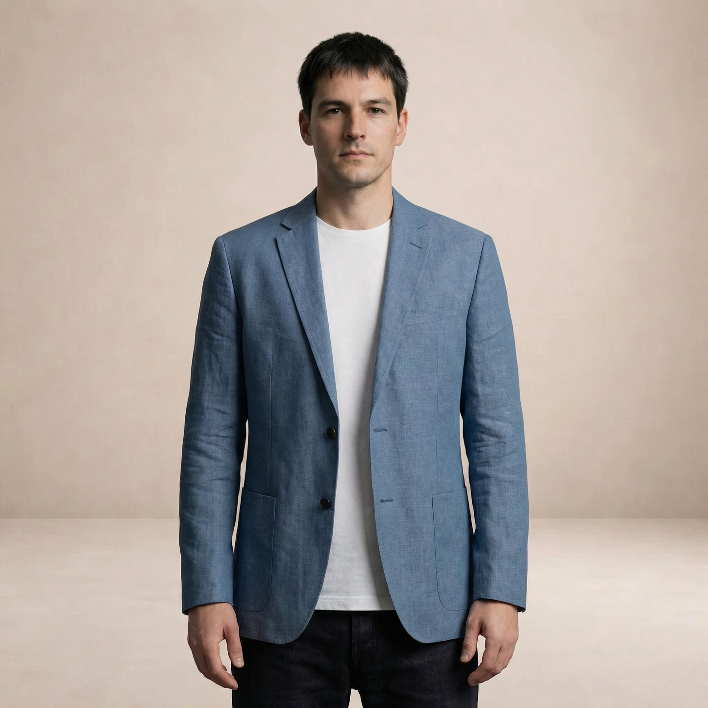 Men’s Lightweight Blazer with Notch Lapel and Button Closure