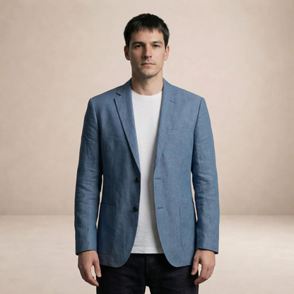 Men’s Lightweight Blazer with Notch Lapel and Button Closure
