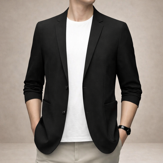 Men’s Lightweight Blazer with Notch Lapel and Button Closure