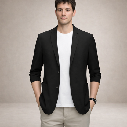 Men’s Lightweight Blazer with Notch Lapel and Button Closure