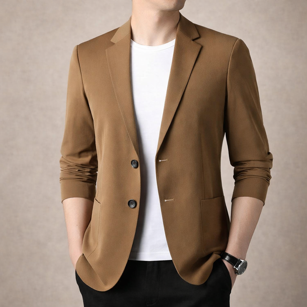 Men’s Lightweight Blazer with Notch Lapel and Button Closure