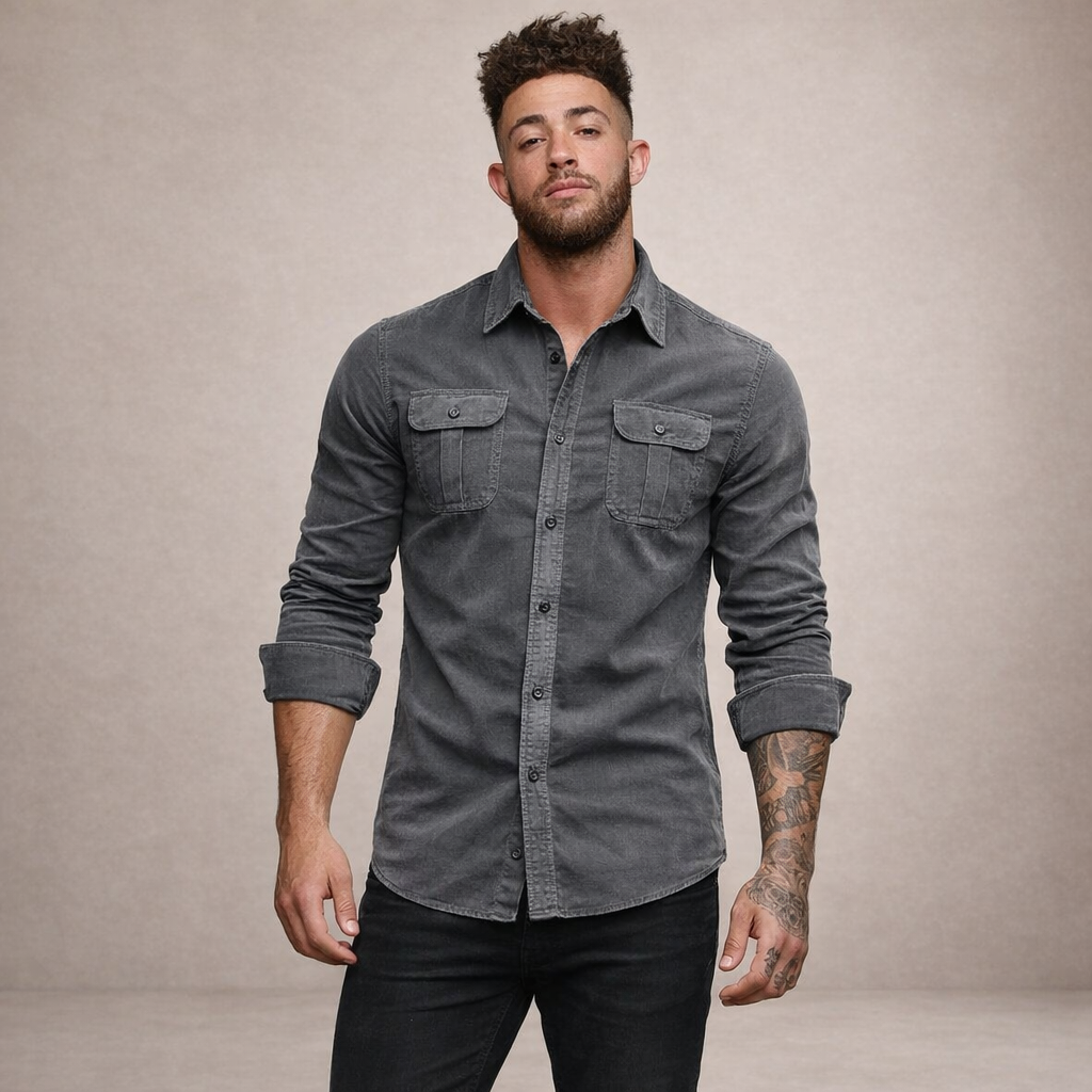 Men’s Long Sleeve Shirt with Dual Chest Pockets