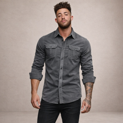 Men’s Long Sleeve Shirt with Dual Chest Pockets