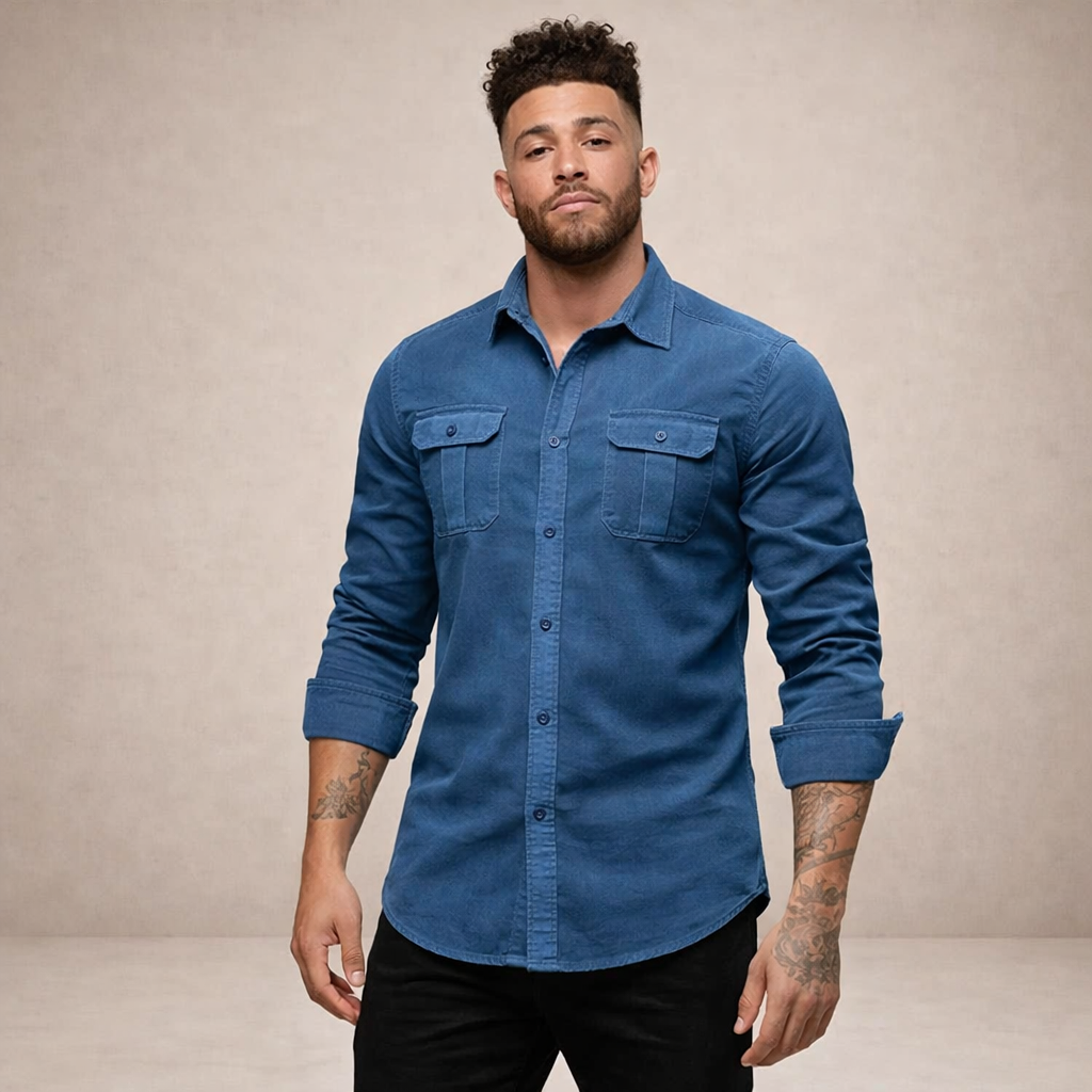 Men’s Long Sleeve Shirt with Dual Chest Pockets