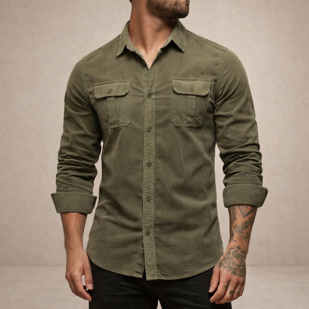 Men’s Long Sleeve Shirt with Dual Chest Pockets