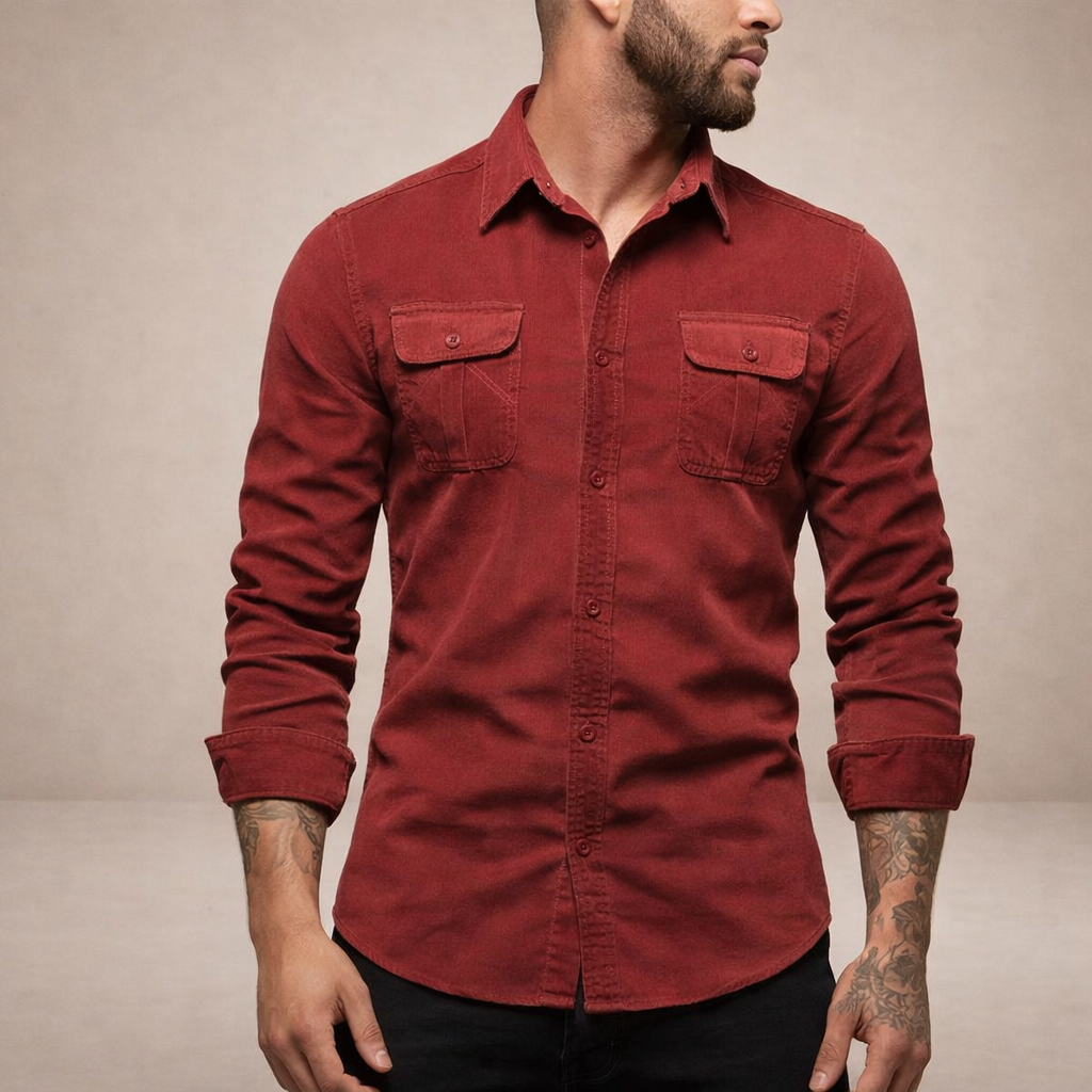 Men’s Long Sleeve Shirt with Dual Chest Pockets