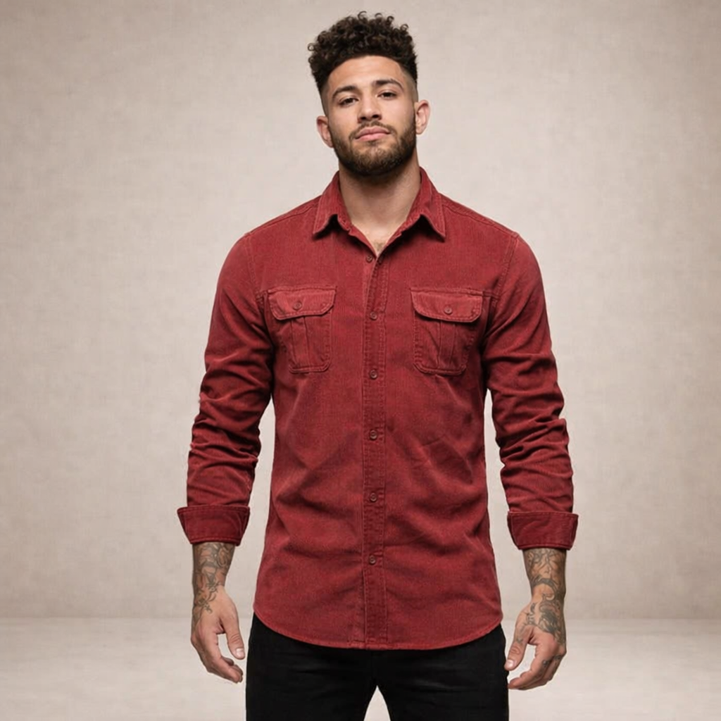 Men’s Long Sleeve Shirt with Dual Chest Pockets