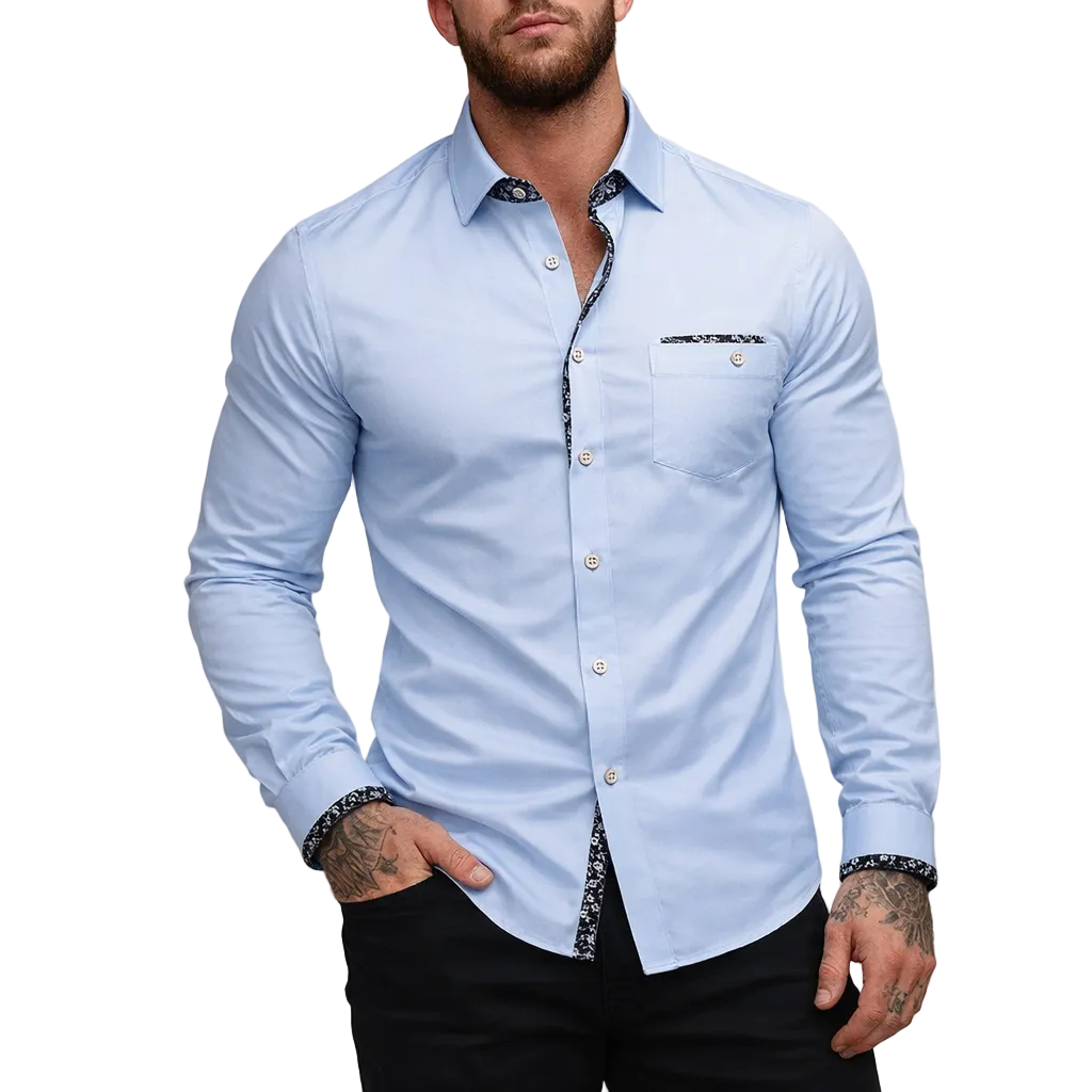 Men’s Slim Fit Button-Down Shirt with Contrast Trim