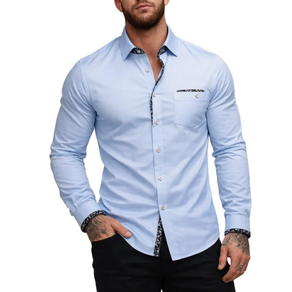 Men’s Slim Fit Button-Down Shirt with Contrast Trim