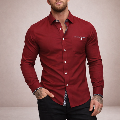 Men’s Slim Fit Button-Down Shirt with Contrast Trim