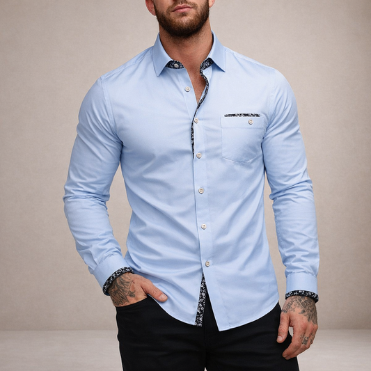 Men’s Slim Fit Button-Down Shirt with Contrast Trim