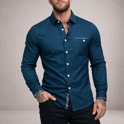 Men’s Slim Fit Button-Down Shirt with Contrast Trim