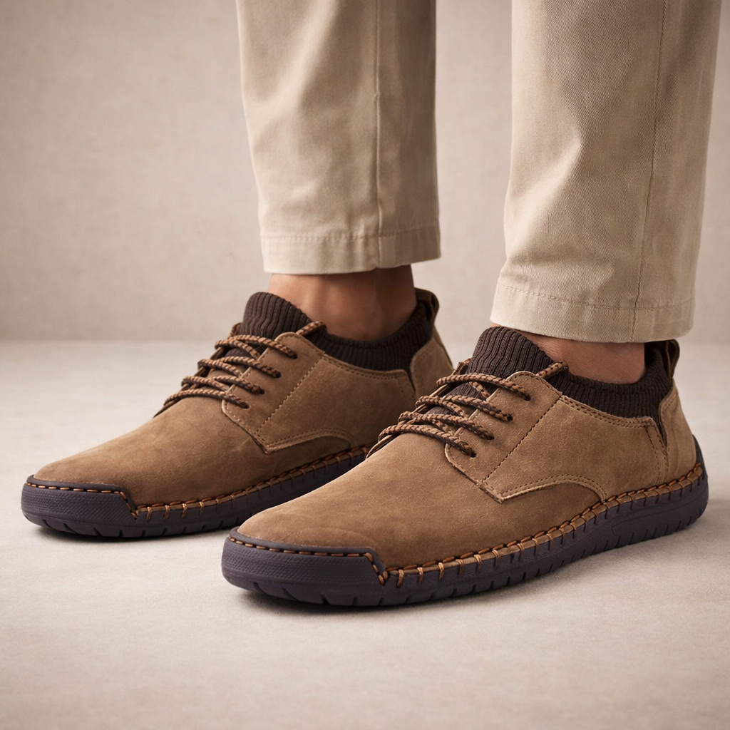 Men’s Suede Lace-Up Casual Shoes with Flexible Sole