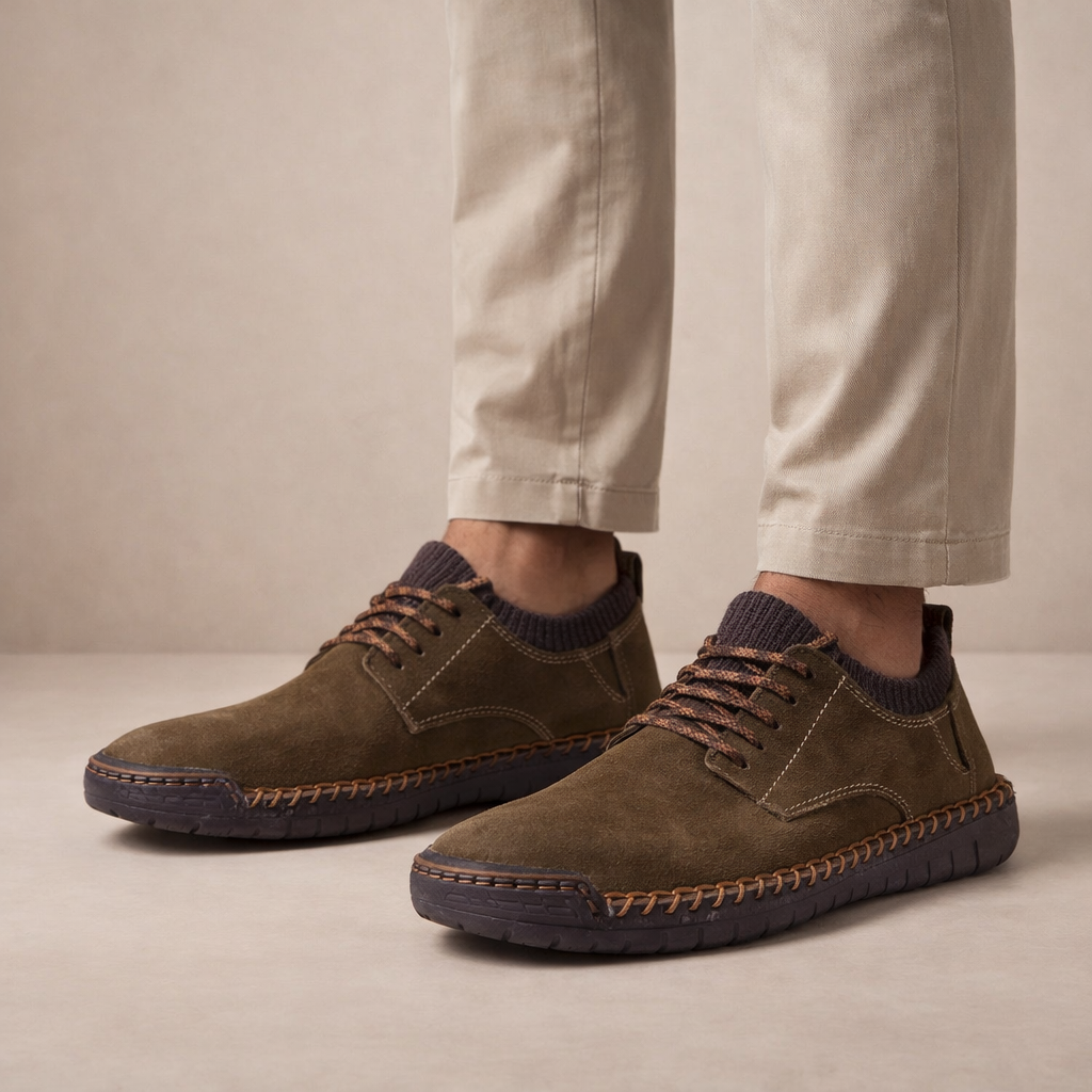 Men’s Suede Lace-Up Casual Shoes with Flexible Sole