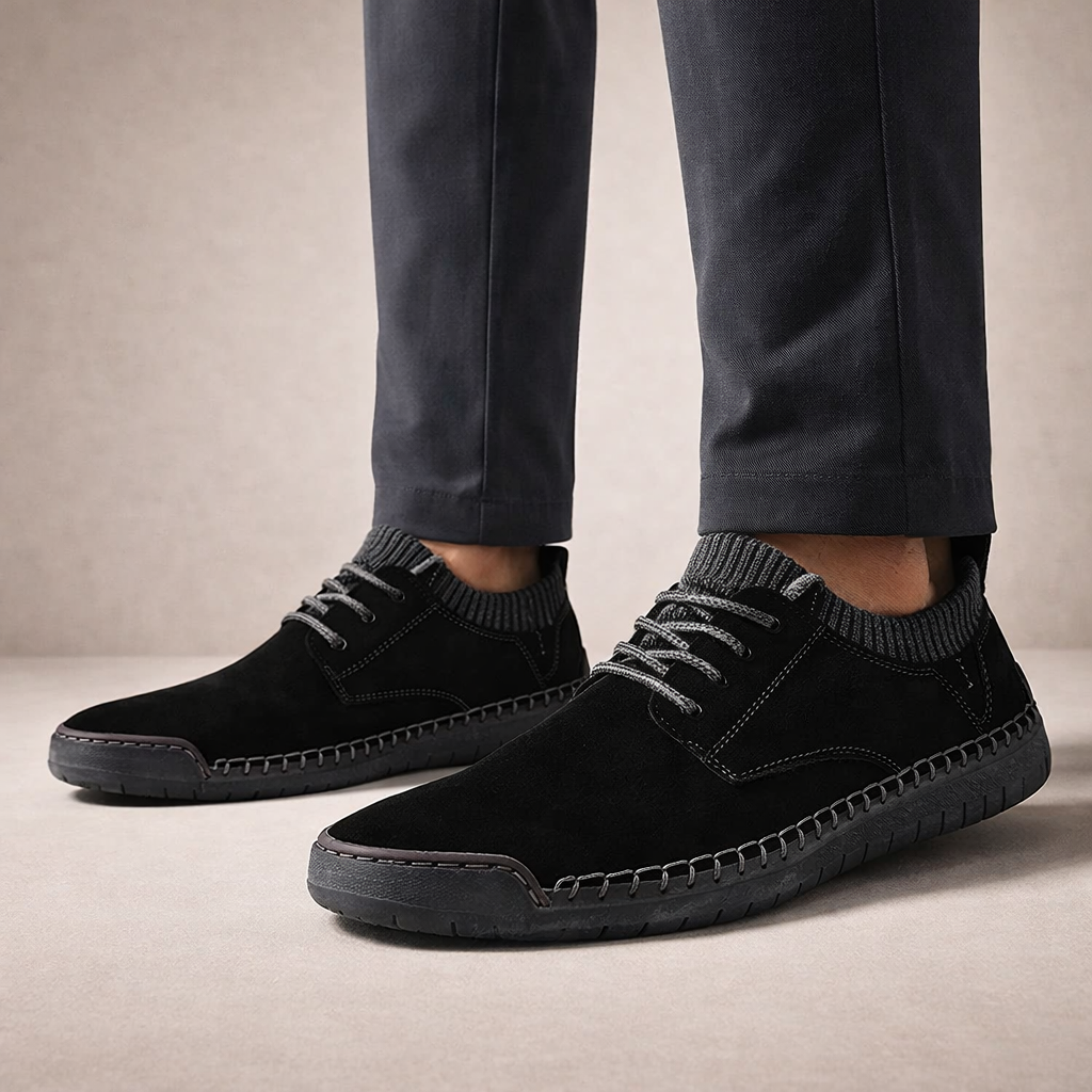 Men’s Suede Lace-Up Casual Shoes with Flexible Sole