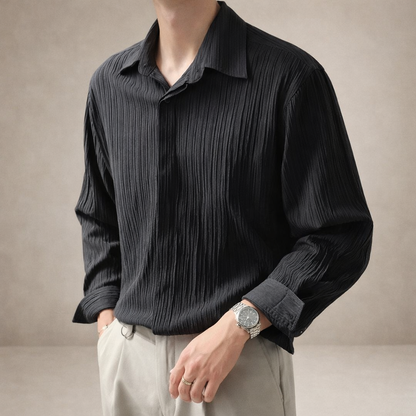 Men’s Textured Long Sleeve Shirt with Relaxed Fit