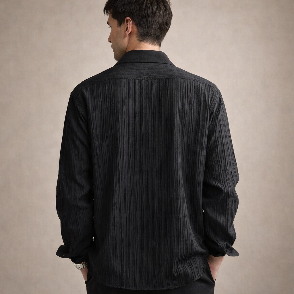 Men’s Textured Long Sleeve Shirt with Relaxed Fit
