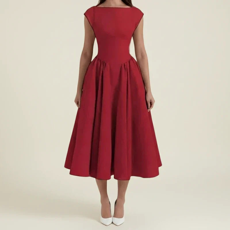 Women's Cap Sleeve A-Line Midi Dress for Any Occasion