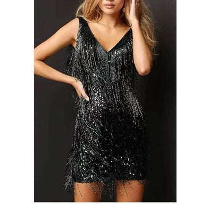 Fringe Cocktail Dress for Women - Sleeveless Party Dress